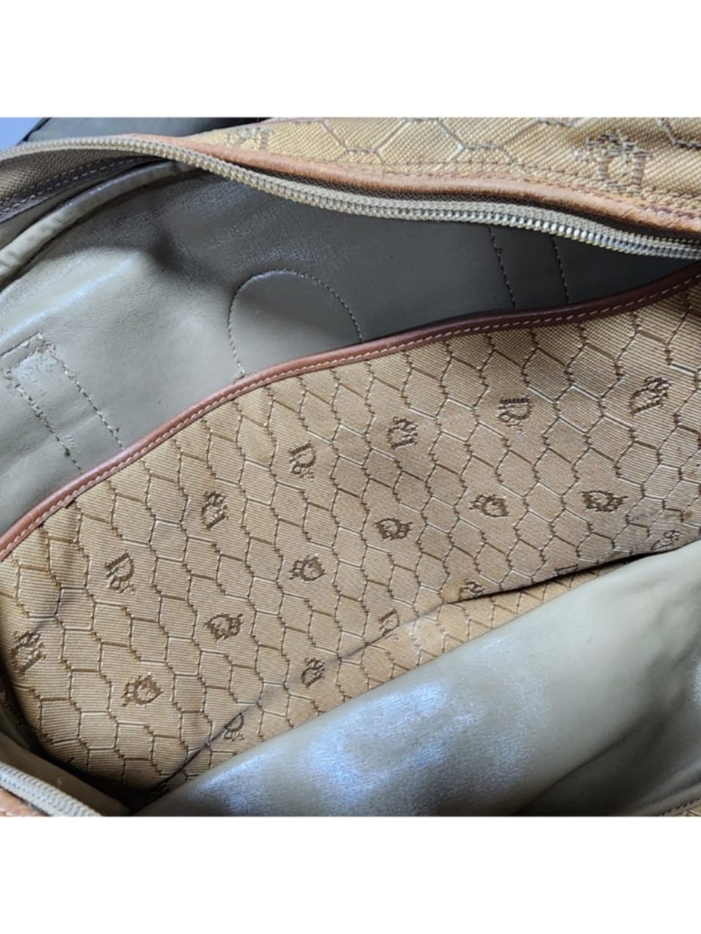 Authentic Christian Dior Vintage Canvas Boston Bag Beige/Brown - Picture 10 of 16